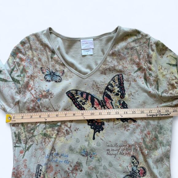 Y2K Fairycore Morning Sun Butterfly Top 2X – Beaded Naturecore Boho Blouse - Picture 7 of 8